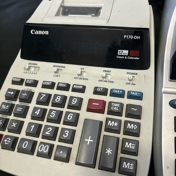 LOT OF 3 VINTAGE Electronic Printing Calculators Canon P170-DH & MP18DII - Picture 6 of 16